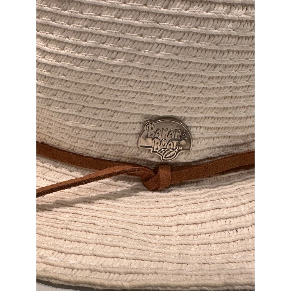 Banana Boat Women Cream Paper Straw Sun Hat Fedora One Size Resortwear Beach - Picture 7 of 7